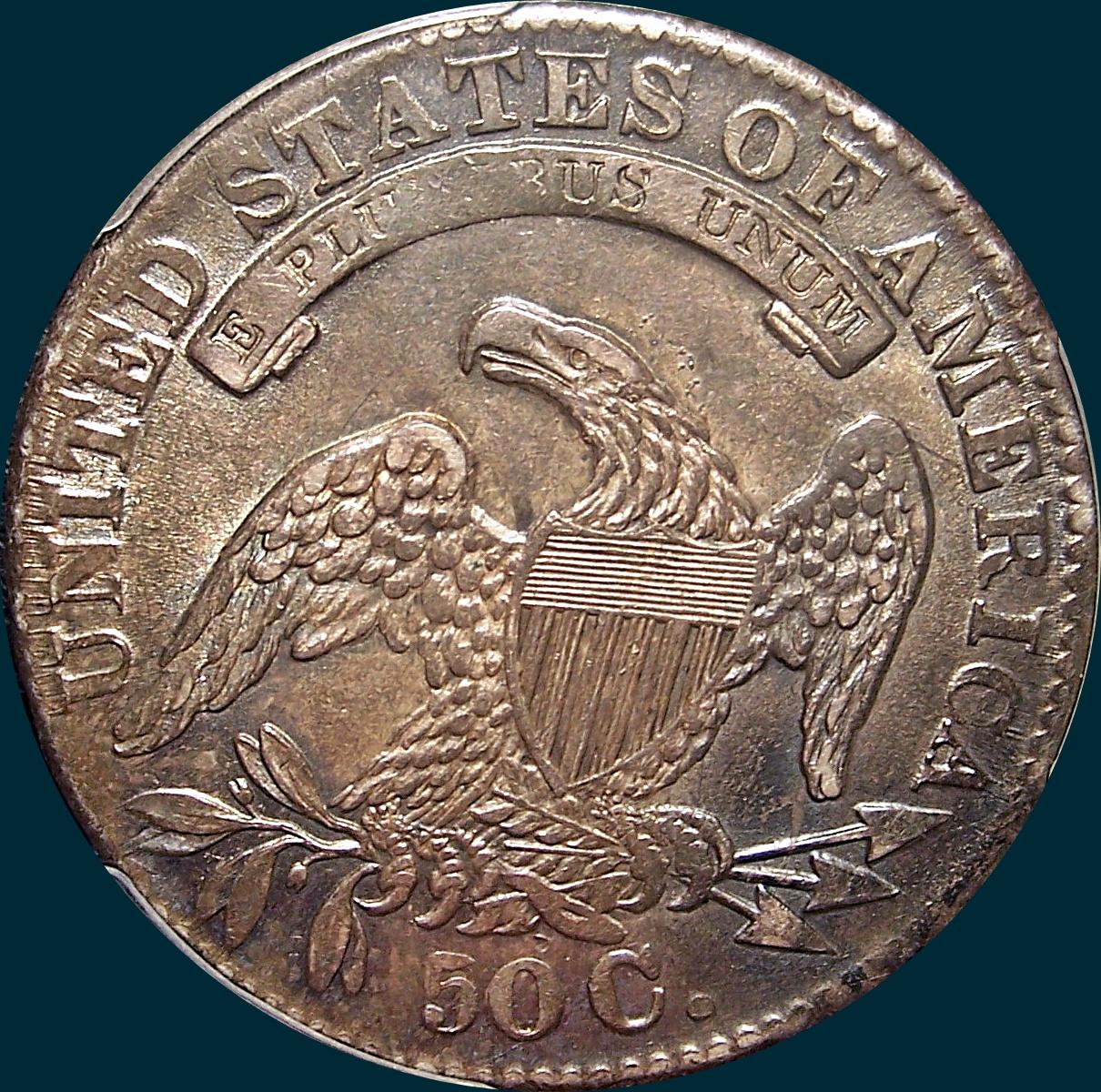 1833 O-106, capped bust half dollar