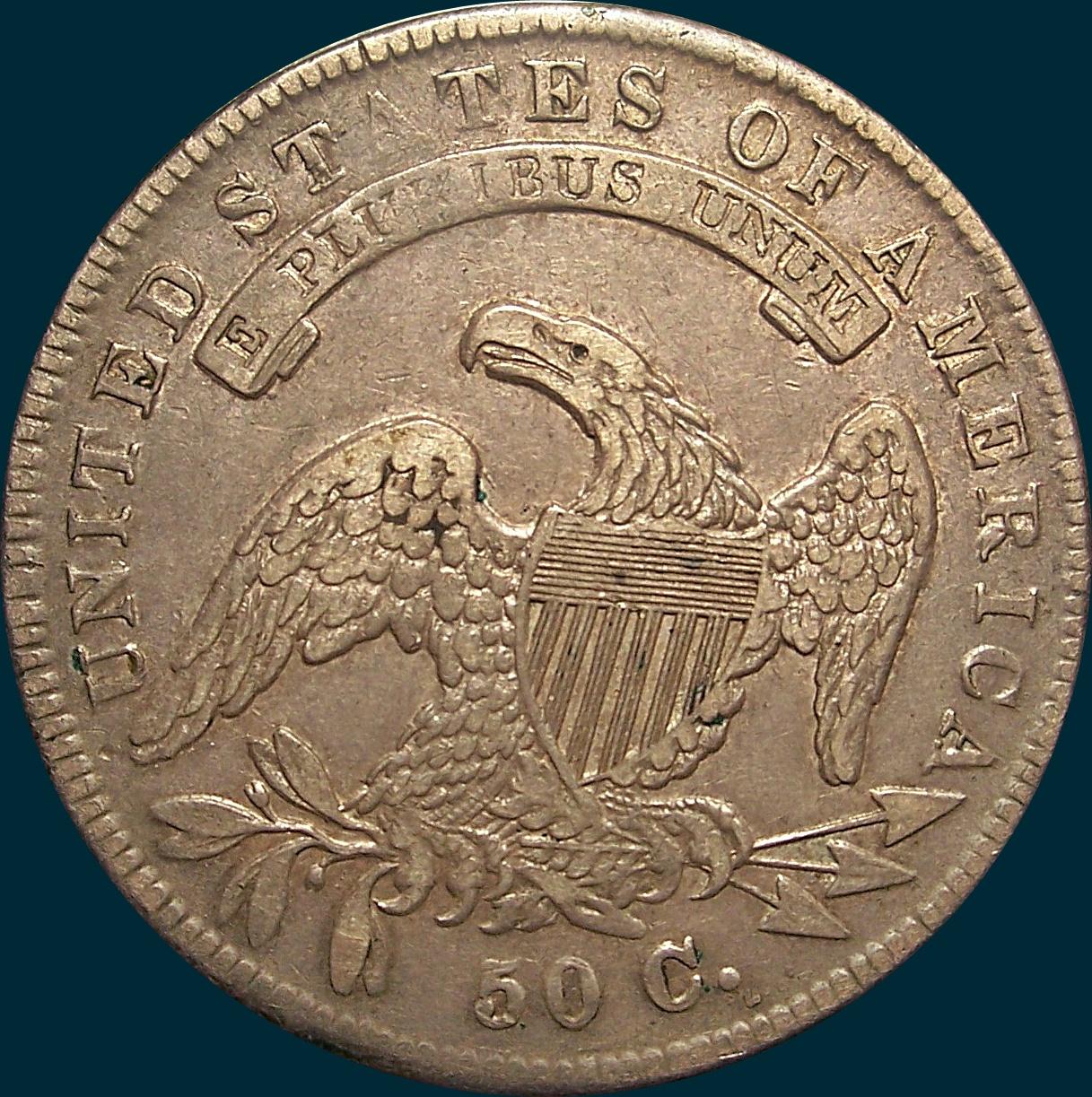 1834 O-116, capped bust half dollar