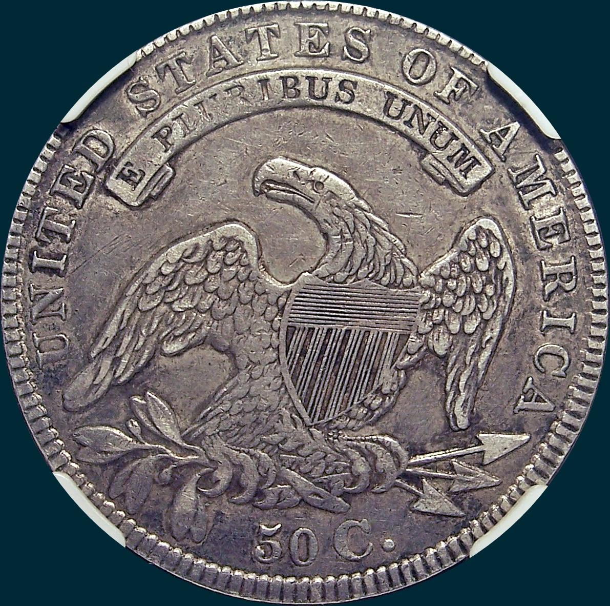 1836, o-120, capped bust, half dollar