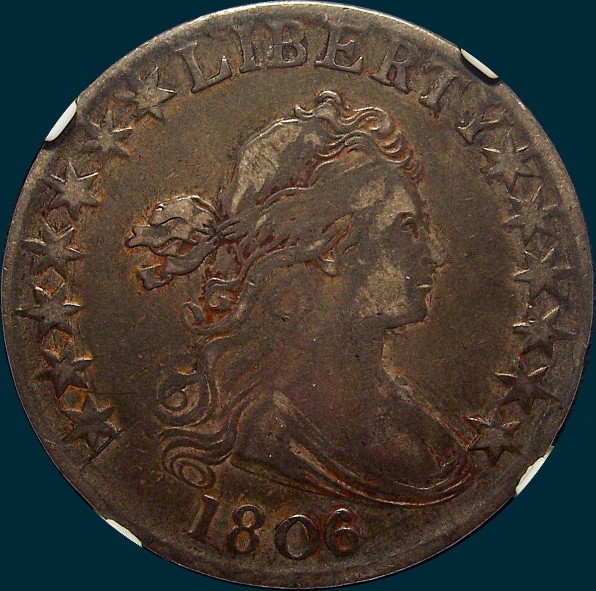 1806, 6 over 5, 6/5, O-103a, Draped Bust, Half Dollar