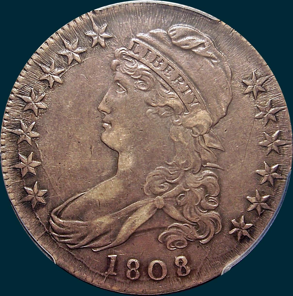 1808, 8 over 7, 8/7, Capped Bust, Half Dollar