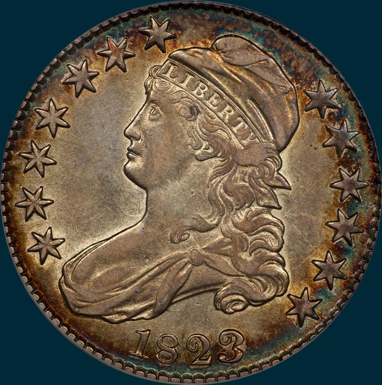 1823, O-101, Broken 3, Capped Bust, Half Dollar