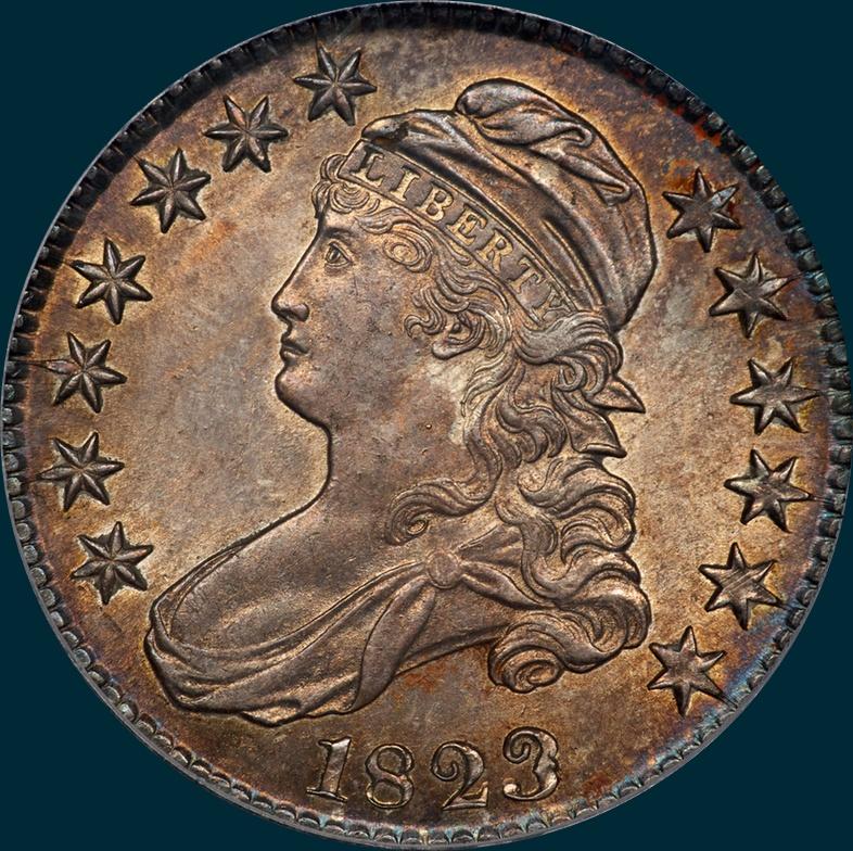 1823, O-101a, Patched 3, Capped Bust Half Dollar