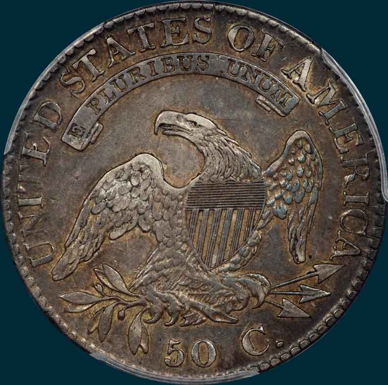 1823 O-110a, ugly 3, capped bust half dollar