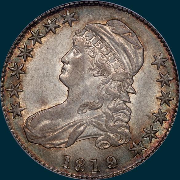 1819/8 o-103, capped bust, half dollar