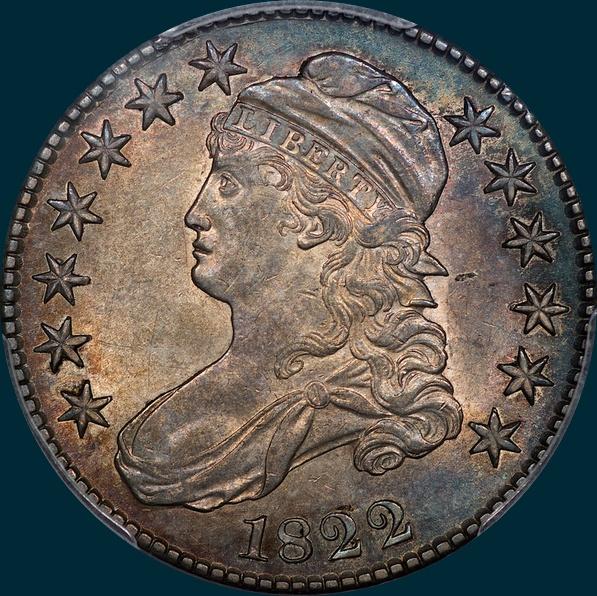 1822, O-115, Capped Bust, Half Dollar