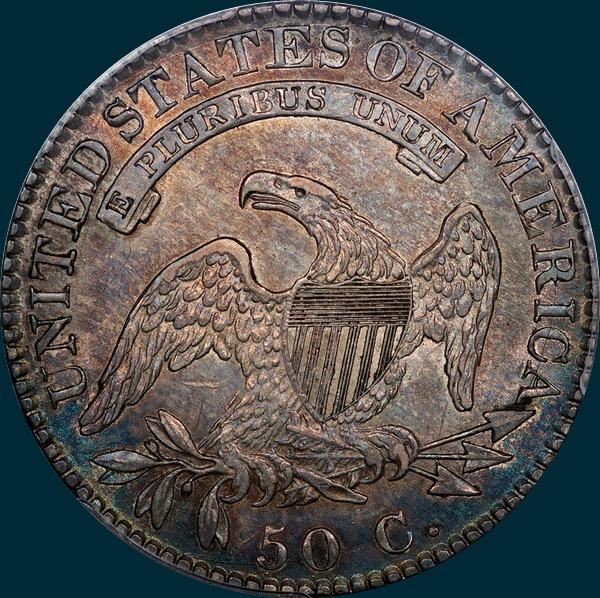 1822 O-115, capped bust, half dollar