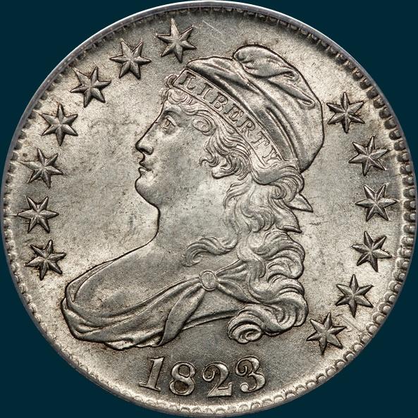 1823, O-107, Capped Bust, Half Dollar