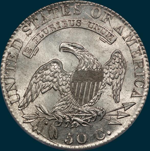 1823 O-107, capped bust, half dollar
