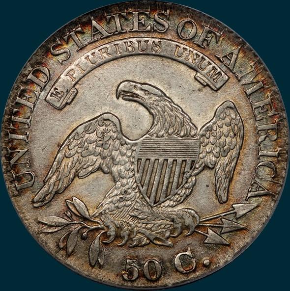 1825 O-109, capped bust, half dollar