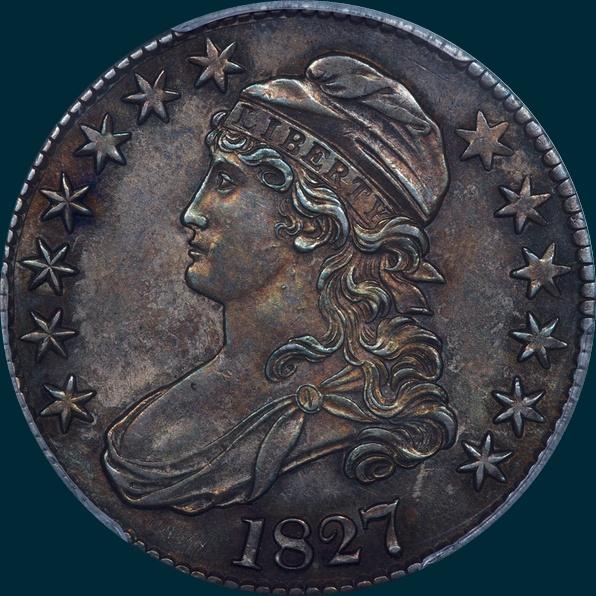 1827, O-109, R4-, Square Base 2, Capped Bust, Half Dollar