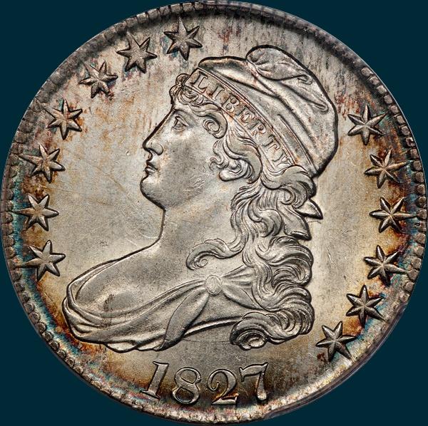 1827, O-112a, R3, Square Base 2, Capped Bust Half Dollar