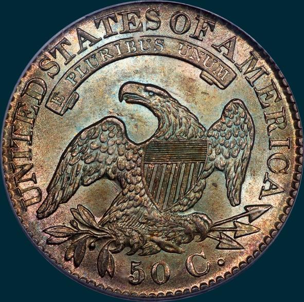 1827 O-142, Capped bust half dollar