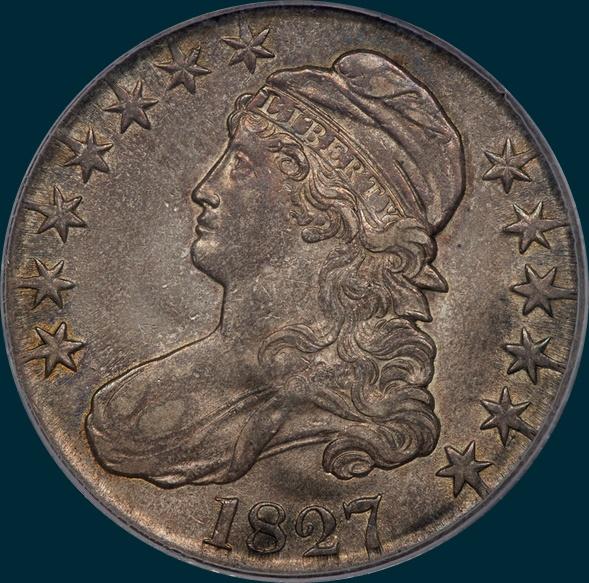 1827 o-122, capped bust, half dollar