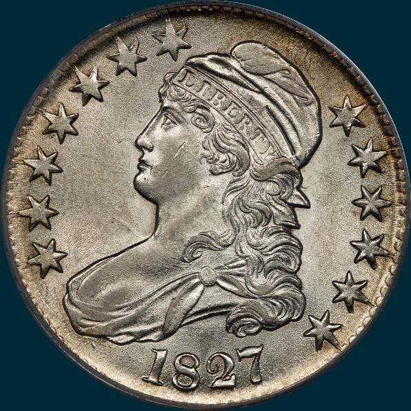 1827 O-139, Capped bust half dollar