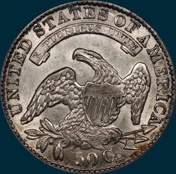 1834 O-102, capped bust half dollar