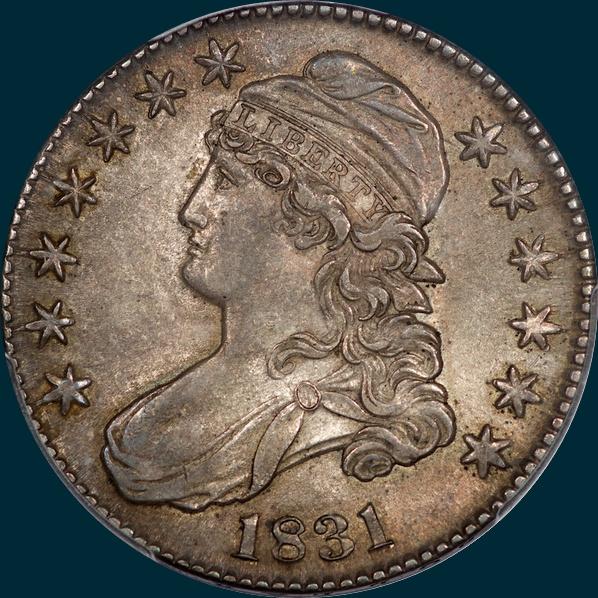 1831, O-101 capped bust half dollar