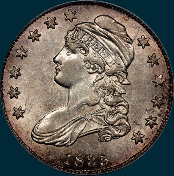 1835, O-102, Capped Bust, Half Dollar 