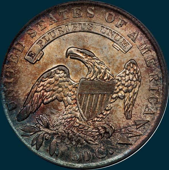 1835 O-104, capped bust half dollar