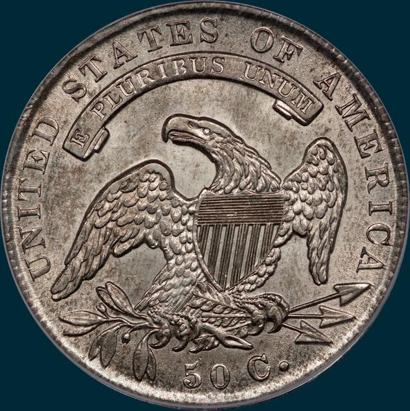 1836 o-114, capped bust half dollar