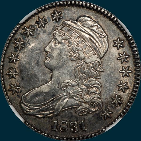 1831, O-120 capped bust half dollar