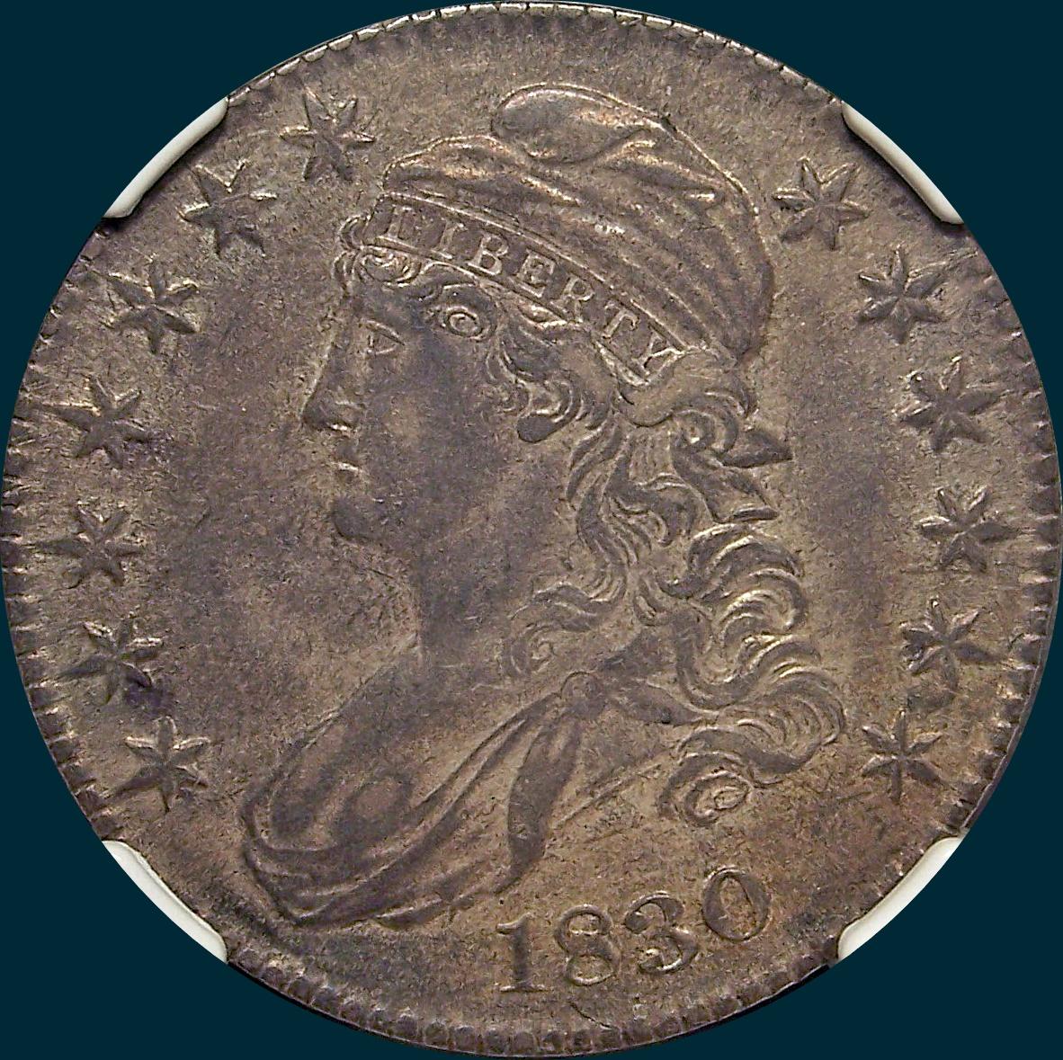 1830, O-108, Small 0, Capped Bust Half Dollar