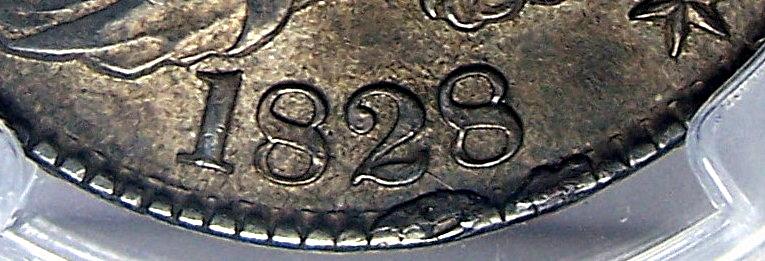 1828, O-107, Curl Base 2, Knob, Capped Bust, Half Dollar