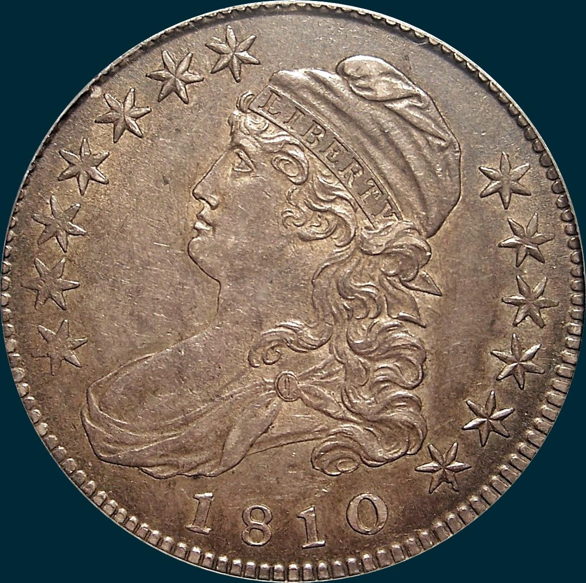 1810 O-107, capped bust, half dollar