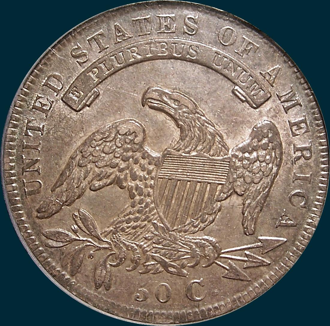 1834 O-108, capped bust half dollar