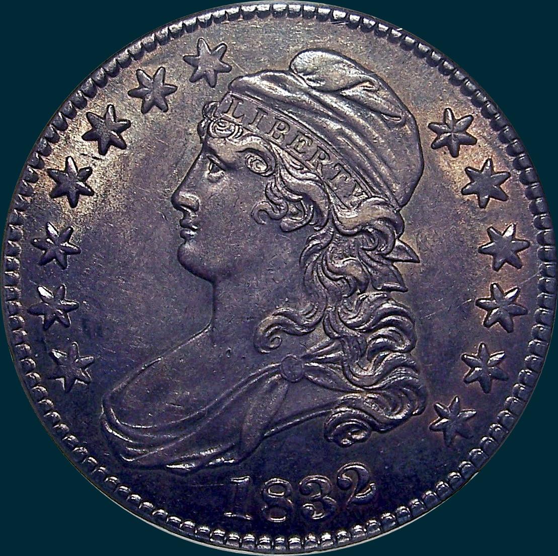 1832 O-107 capped bust half dollar