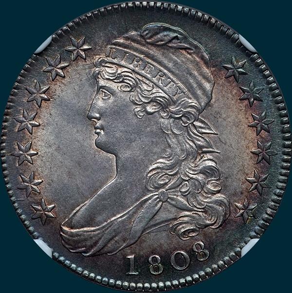 1808, O-102a R2, Capped Bust, Half Dollar