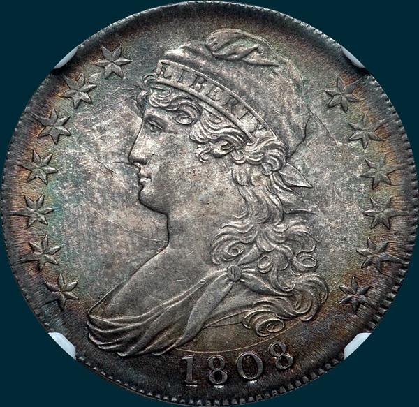 1808, O-108a, Capped Bust, Half Dollar