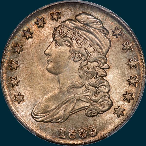 1835 O-101, Capped Bust half dollar