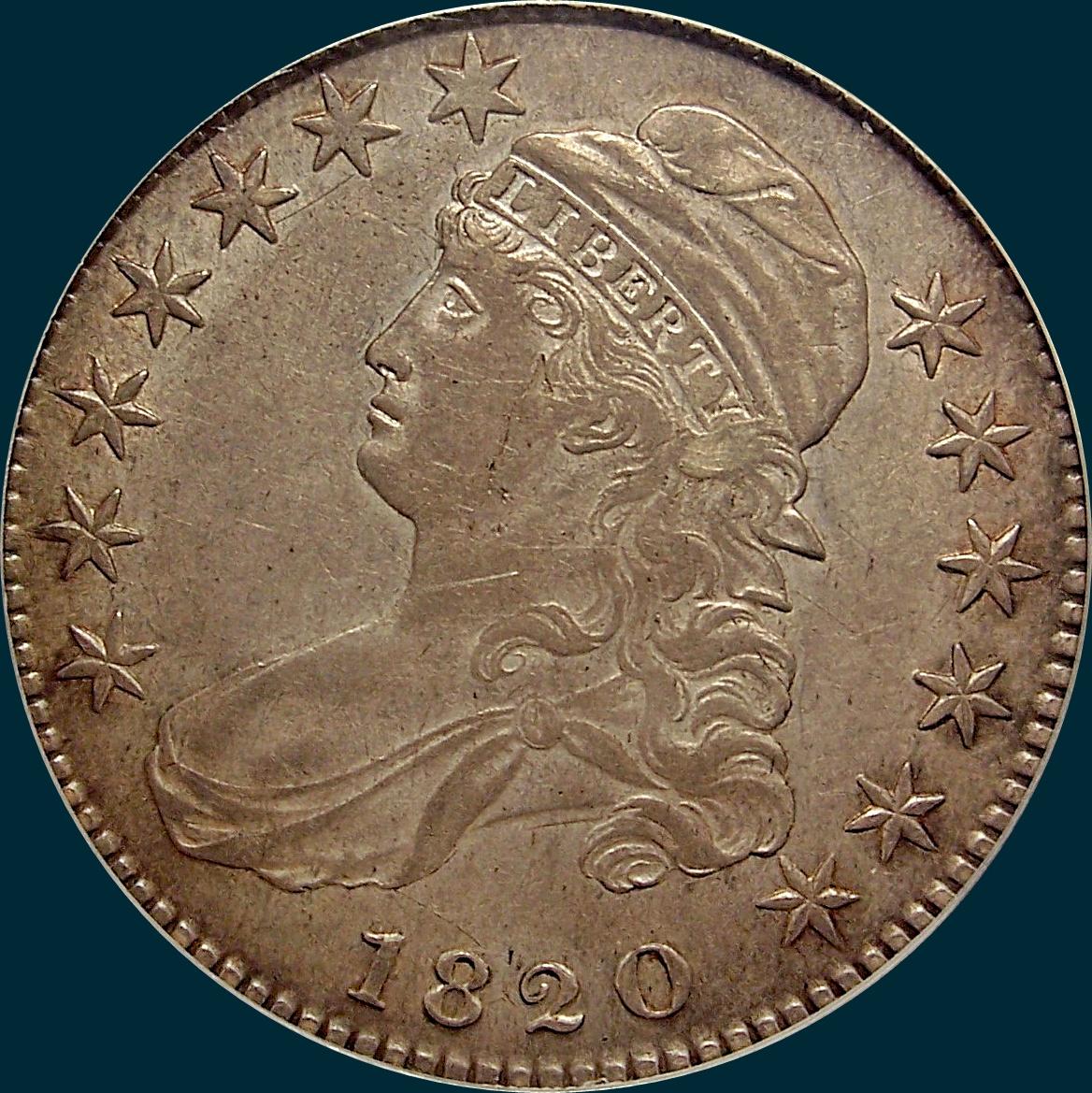1820 O-103, Small date, Capped Bust Half Dollar