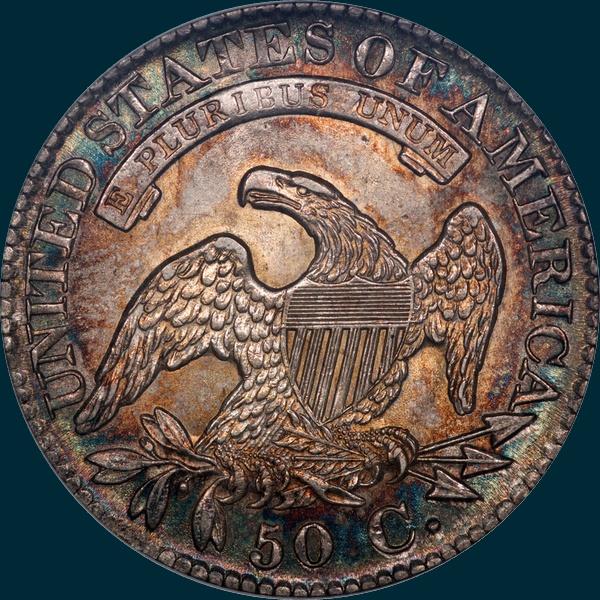 1827, O-114, R3, Square Base 2, Capped Bust, Half Dollar