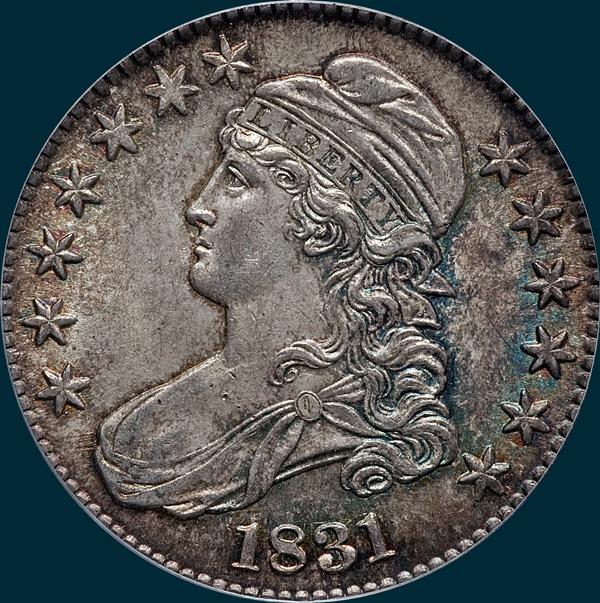 1831, O-118 capped bust half dollar