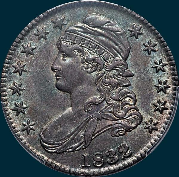 1832 O-118 capped bust half dollar