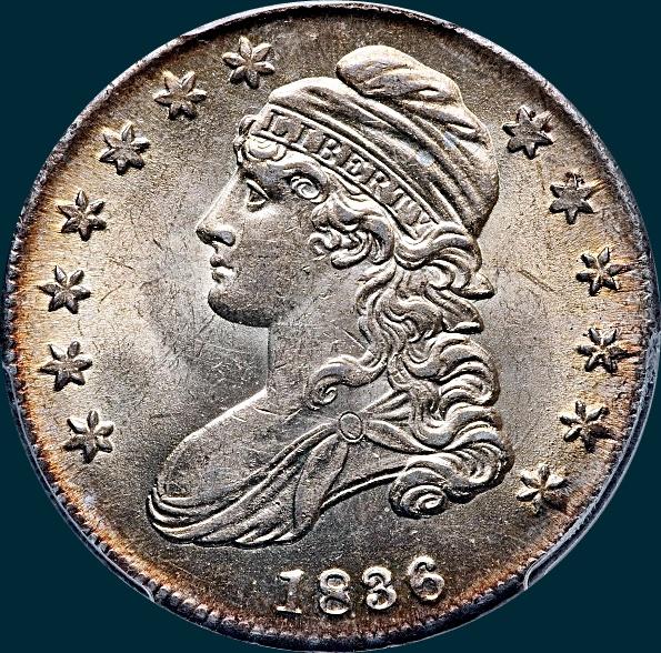 1836, O-106a, Capped Bust, Half Dollar