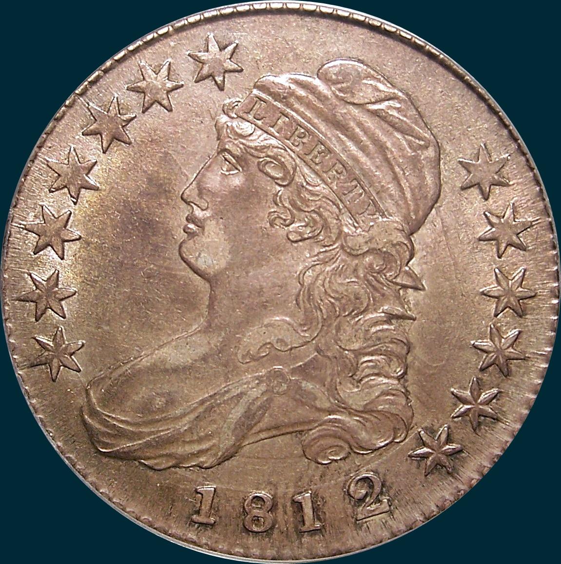 1812, O-102, 2/1, or 12/11, 12 over 11, 2 over 1, Overdate, Small 8, Capped Bust, Half Dollar