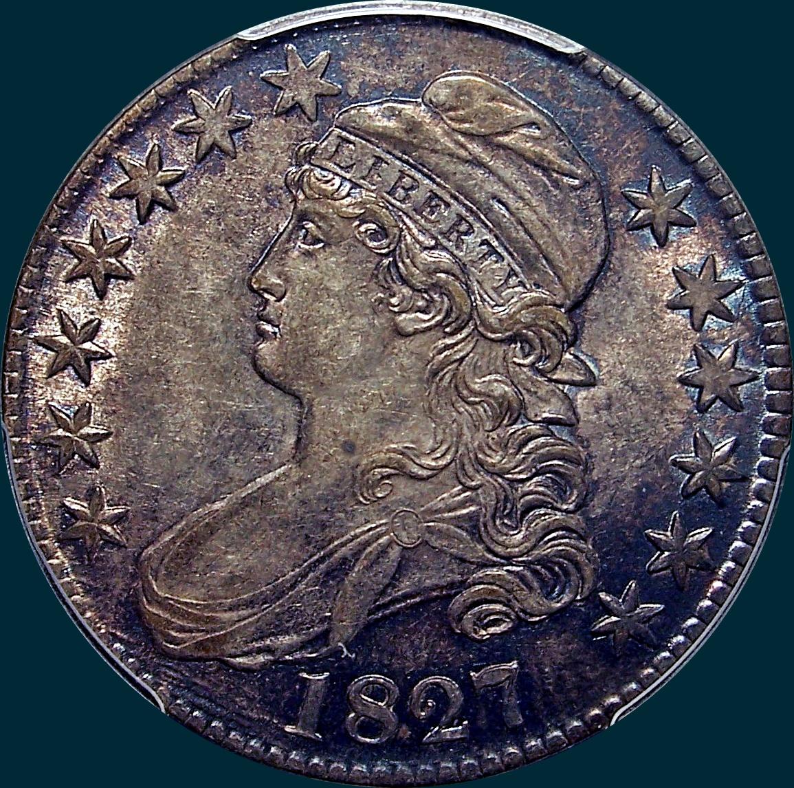 1827, O-120a, R3, Square Base 2, Capped Bust, Half Dollar