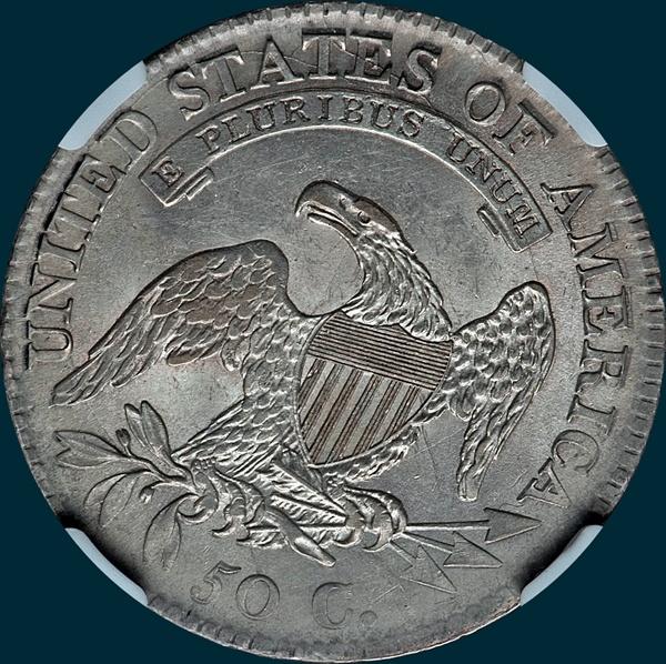 1812 O-108, capped bust half dollar