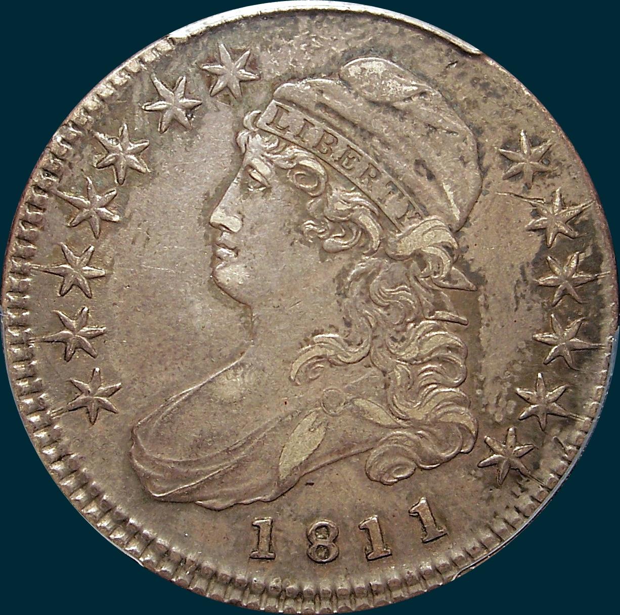 1811 o-107, small 8, capped bust half dollar