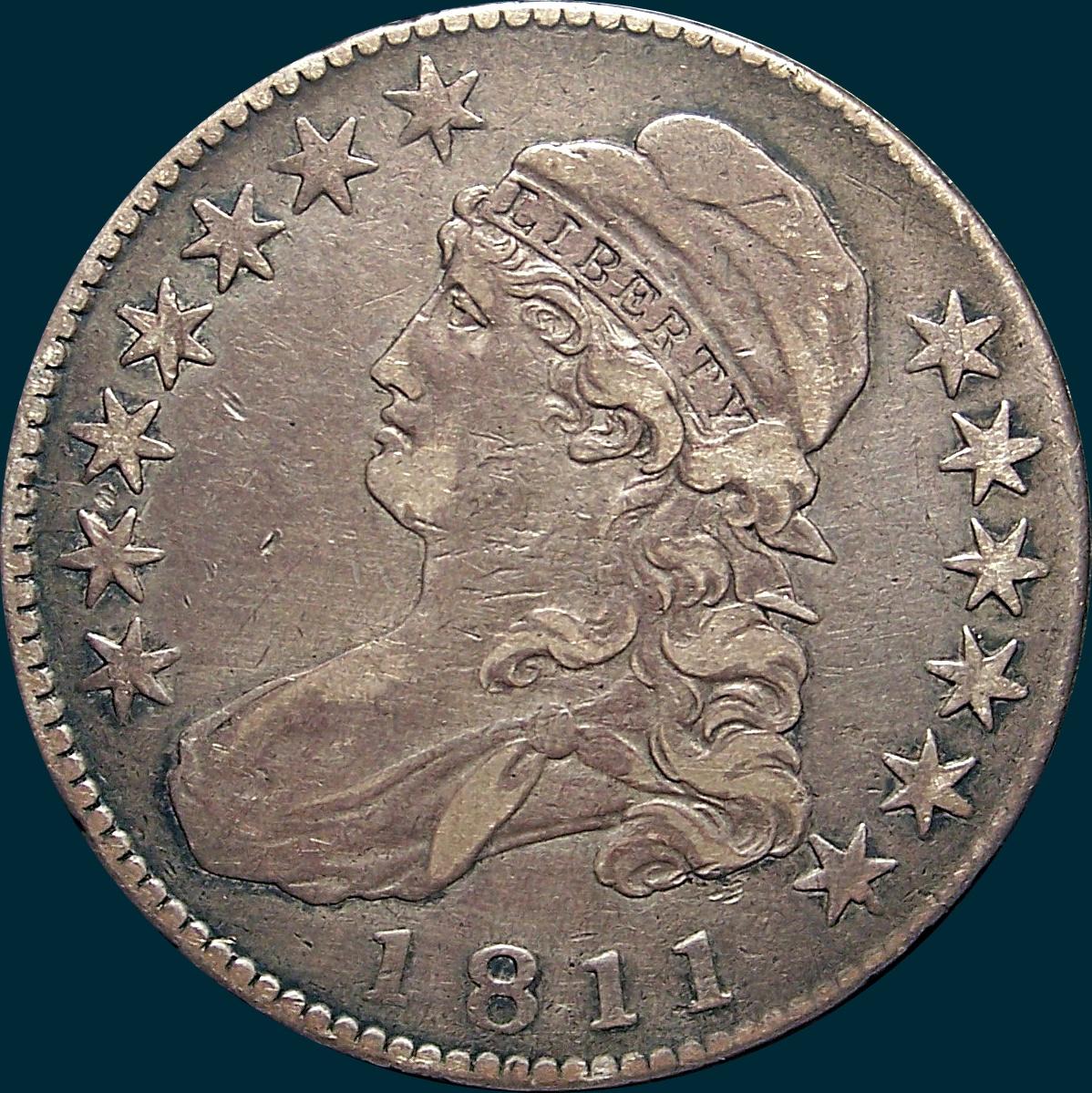 1811 O-104, Large 8, Capped bust half dollar
