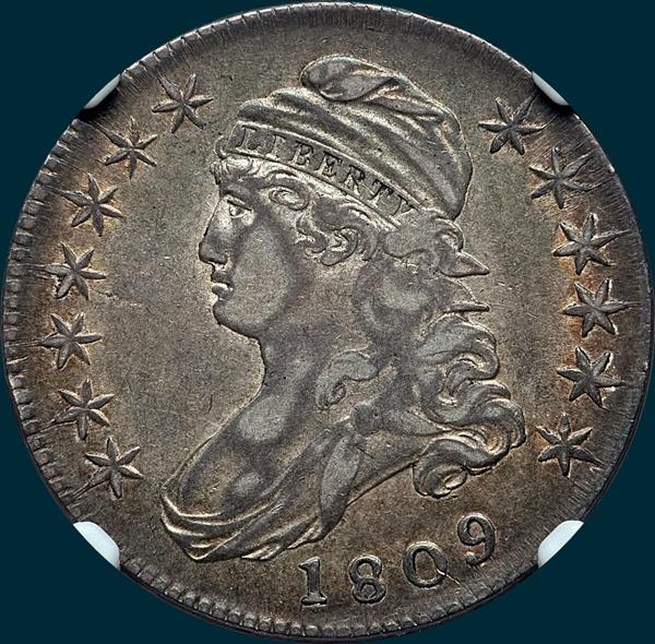 1809, O-108a, XXX Edge, Capped Bust, Half Dollar