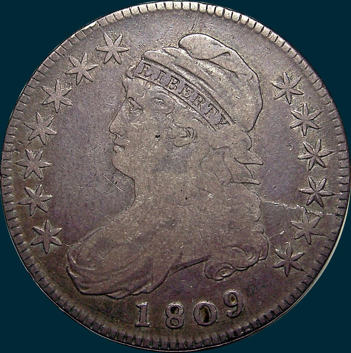 1809, O-107a R3, Capped Bust, Half Dollar