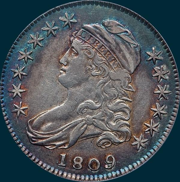 1809, O-104 R5-, Capped Bust, Half Dollar