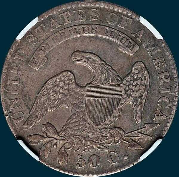 1833 O-115, capped bust half dollar