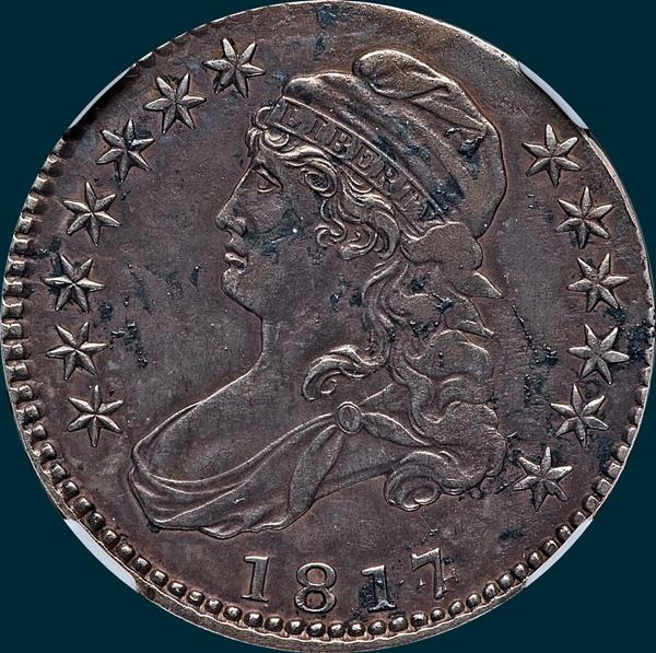 1817, O-102a, 7 over 4, Capped Bust, Half Dollar