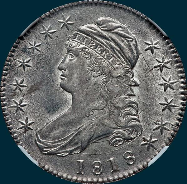 1818 O-105, capped bust, half dollar