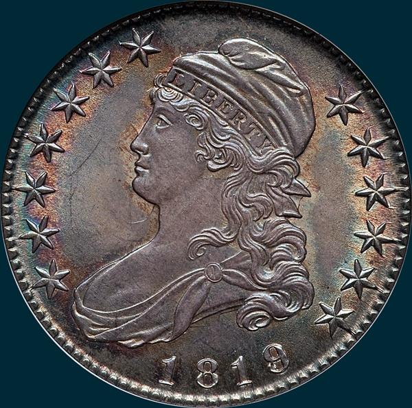 1819/8 O-105, capped bust, half dollar